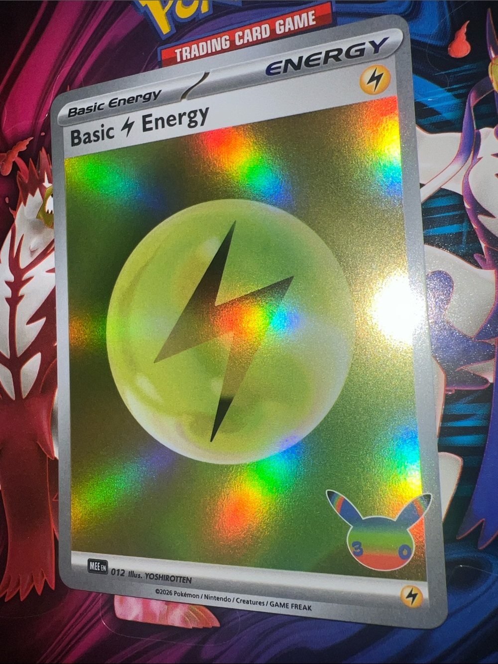 Pokemon Holographic Lightning Basic Energy - Green and Rainbow
